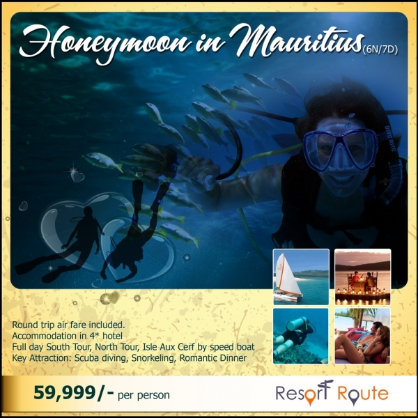 Tour Package - Mauritius Honeymoon Package 6Nights/7Days @49,999/-